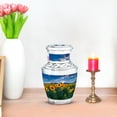 thumbnail image 7 of JAGASY Sunflower Handmade Urn for Boy, Blue Small Keepsake Urns for Human Ashes for Women, Sunset Mountain Sunflower Field Decorative Urns for Friends, Burial Cremation Urn for Girl, (3 Inch), 7 of 7