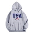 thumbnail image 3 of USA Print Unisex Hoodie Long Sleeve Letter Print Casual Fall Streetwear Sweatshirt Crewneck Pullover Tops, 3 of 4
