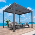 thumbnail image 2 of Heynemo 10'x12' Adjustable Louvered Pergola, Metal Hardtop Pergola with Adjustable Roof, Heavy-Duty Outdoor Pergola for Patio, Deck, Garden, Yard, Black, 2 of 10