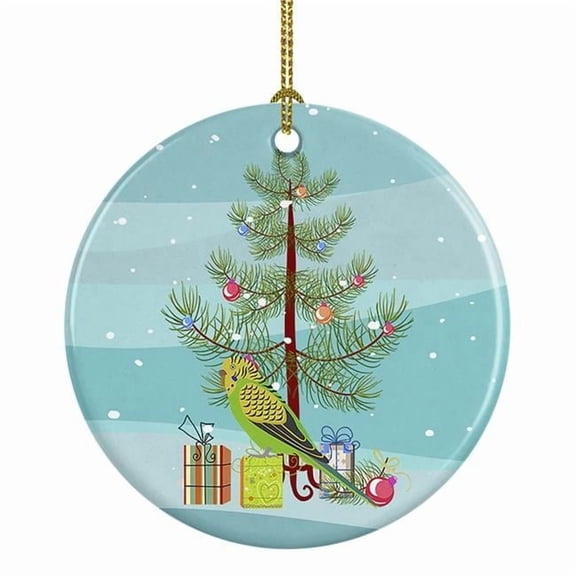 Budgerigar Merry Christmas Ceramic Ornament 2.8 in x 2.8 in