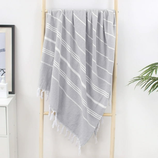 Fiudx Toalla de Playa Turca, Toalla de Baño de Poliéster y Algodón con Flecos, Tamaño Extragrande (90 X 180 Cm), Material Absorbente, Uso Multifuncional, Ideal para Viajes y Playa.