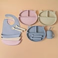 thumbnail image 4 of Mother And Baby Supplies, Toddler Plates, Silicone Infant And Toddler Eating Set, Cat Design 3/4/5pcs Set, Baby Silicone Cutlery, Toddler Eating Cutlery, Dividers Under Plates With Suction Cups To Pr, 4 of 5