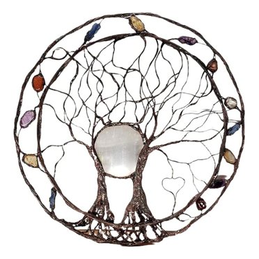 EGNMCR Fake Flowers, Artificial Flowers Metal Crafts Life Ring Wall Decoration Life Tree Iron Art Silhouette Decorative Life