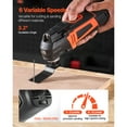 thumbnail image 3 of KFFKFF 4-Amp Corded Oscillating Multi-Tool with 6 Adjustable Speeds, 7000-19000 OPM, 3.2° Oscillation Angle, 13-Piece Accessory Kit, LED Light, and Carrying Bag, 3 of 9