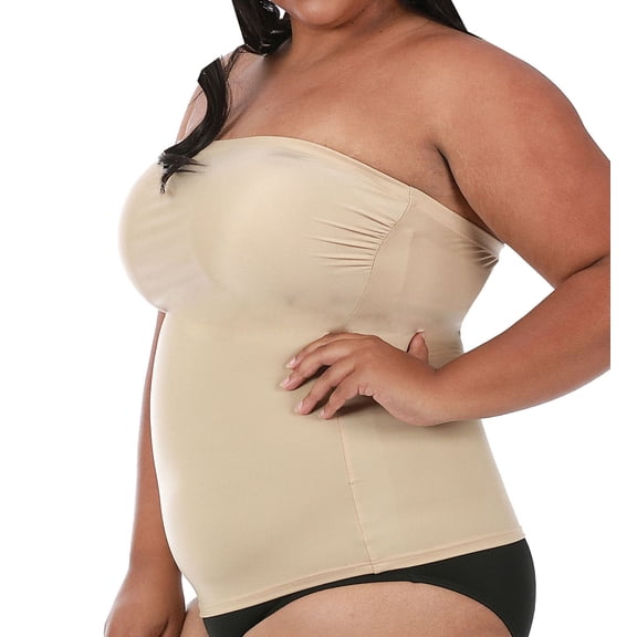 Women's InstantFigure WBT035X Curvy Strapless Bandeau Top (Nude 4X)