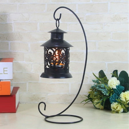 - Girl12Queen Iron Craft Holder Hanging Candlestick Art Glass Ball Basket Light Lantern Stand