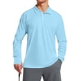 thumbnail image 7 of WTOBBY Men's Raglan Sleeve Performance Shirt with UPF 50+ Sun Block, Lightweight Long Sleeve, and Golf-Ready Design for Breathable Summer Wear ,Light Blue 3XL, 7 of 7