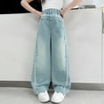 thumbnail image 2 of RUTAYY Toddler Kids Girls Jeans Distressed Elastic Waist Baggy Denim Wide Leg Trousers Stylish Pants, 2 of 9