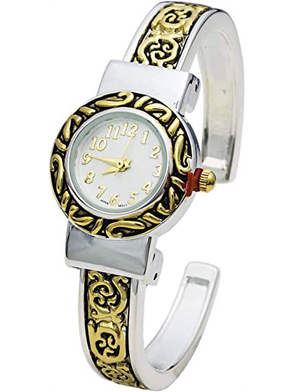 Blekon Collections Quartz Womens 24mm Trendy Design Cuff Bangle Watch