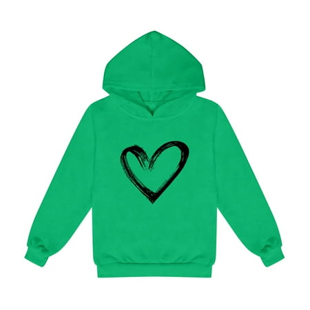 

TIREOW Kid s Classic Sweatshirts Kids Girls Boys Boys Sweatshirt Pullover Autumn and Winter Toddler Long Sleeved Hoodies Heart Printed Leisure Simple Hooded Pullover