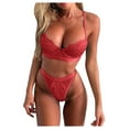 thumbnail image 2 of Women's Intimates Women Sexy Lingerie Lace Flowers Push Up Top Bra Pants Underwear Set Sleepwear,Red Women's Intimates XL, 2 of 3