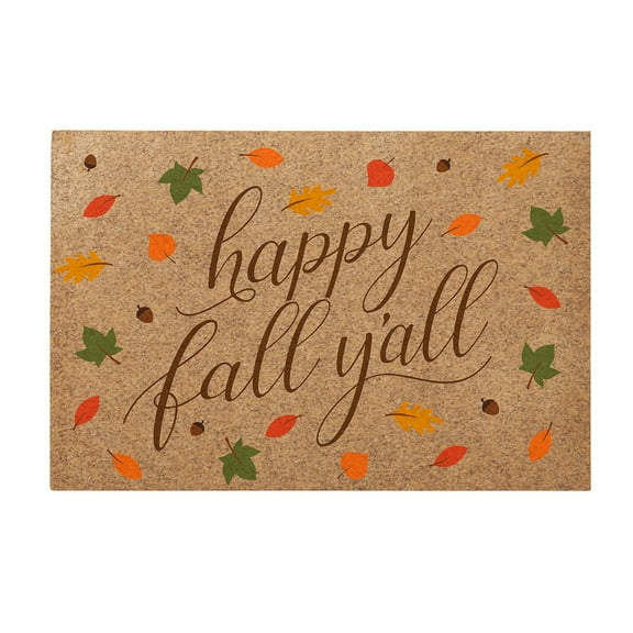 Personalization Mall Happy Fall Yall 18x27 Synthetic Coir Doormat