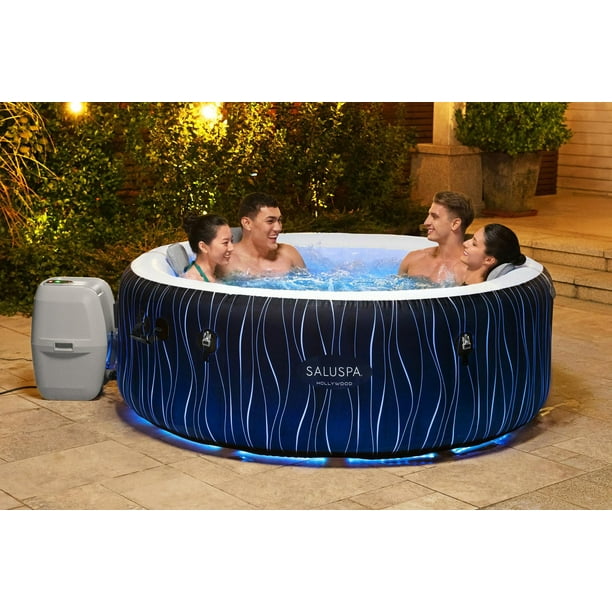 SaluSpa Hollywood 4-6 Person AirJet Inflatable Hot Tub Spa with Color-Changing LED Lights