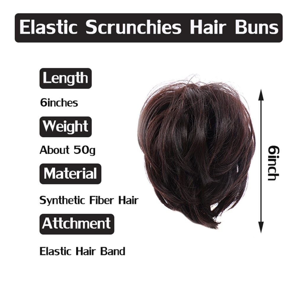 Synthetic Messy Bun Scrunchie Chignon with Elastic Bands Donut Straight Ponytail Hair Pieces