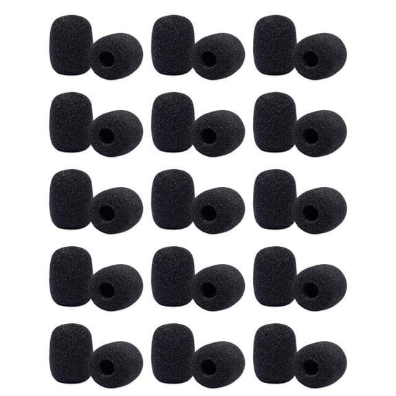 COREBAY 30 Pack Foam Microphone Windscreens Black, Lapel Headset Mic Cover Shield Protection for Variety of Microphones Wind Pop Noise Reduction