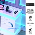 thumbnail image 3 of Blotout 71" TV Stand with LED Lights & Power Outlet for 85/80/75 Inch TV, Modern Gaming Entertainment Center with High Gloss Cabinet, Media TV Console for Living Room (Marble), 3 of 10