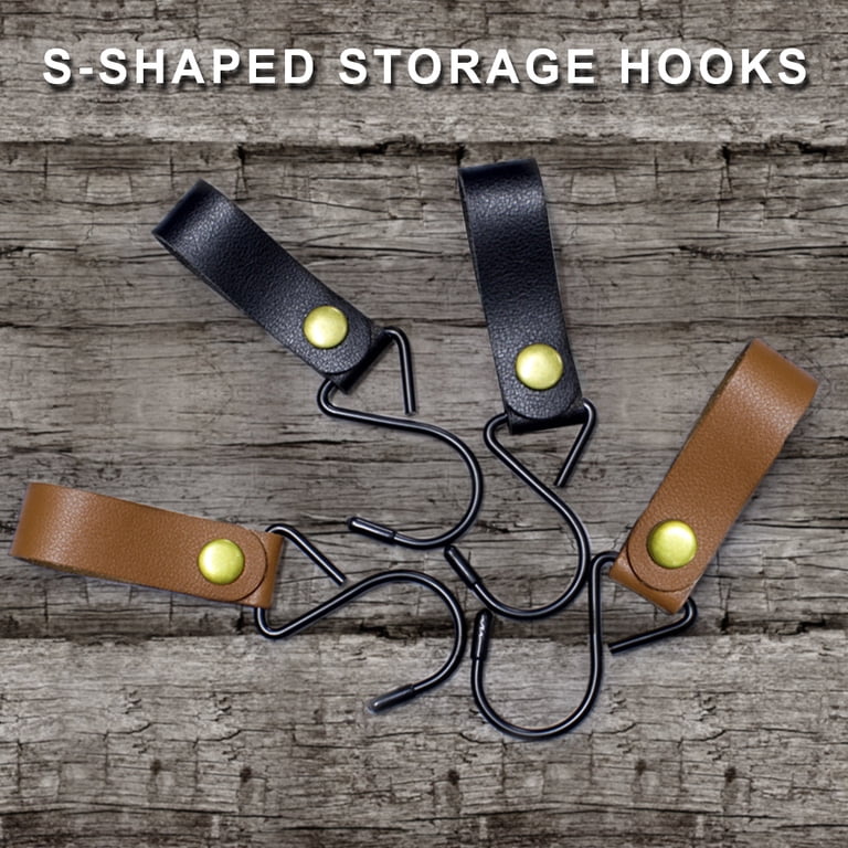 LELE LIFE 8pcs Leather Metal S Hooks for Hanging, S Hook for