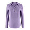 thumbnail image 5 of IMENGL Long Sleeve Shirts for Women Casual Linen 2026 Loose Fit V Neck Button Down Cute Solid Summer Beach T-Shirt Soft Women's Basic Tee Long Sleeve Tops,Purple, 5 of 8