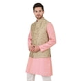 thumbnail image 3 of eloria Men's Nehru Jacket Waistcoat Indian Waistcoat Blazer Jacquard Jacket, 3 of 7