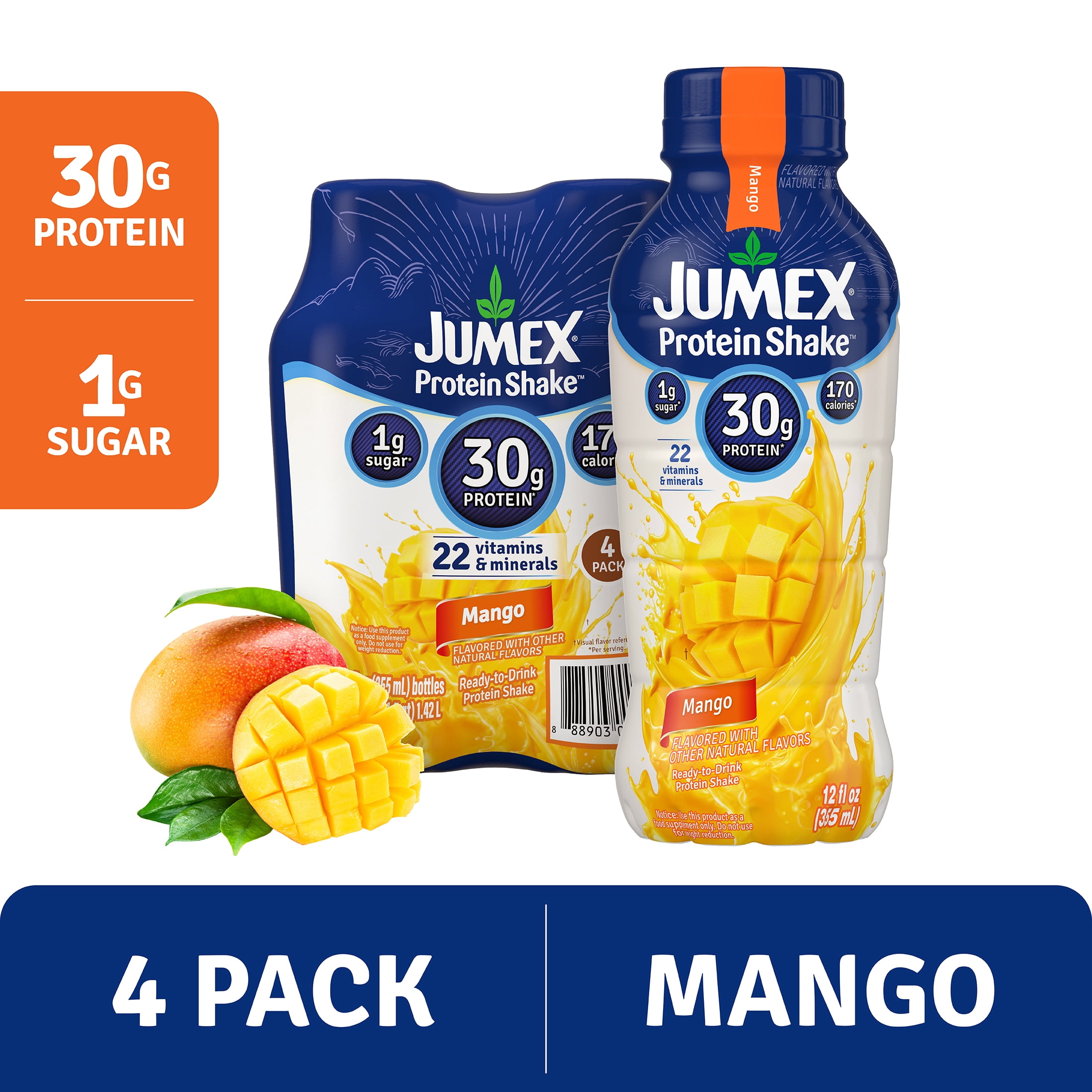 Jumex Protein Shake Mango, 30g Protein, 12 fl oz, 4 Pack