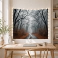 thumbnail image 5 of Misty Autumn Forest Pathway with Fallen Leaves Moody Boho for Nature Lovers, Forest Wall Art Decor, Thanksgiving Gift Tapestry Wall Hanging for Bedroom and Living Room, 5 of 7