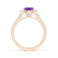 thumbnail image 2 of ANGARA Natural Oval 1.6 ct Amethyst Halo Ring with Diamond Accents in 14K Rose Gold for Women (Size-9x7mm) | February Birthstone, Birthday, Anniversary, Jewelry Gift for Women | Natural Amethyst Ring, 2 of 9