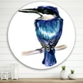 thumbnail image 2 of Designart 'Style Blue Kingfisher Bird' Traditional Circle Metal Wall Art 36x36 - Disc of 36, 2 of 5