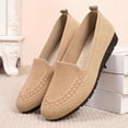 thumbnail image 3 of Loafers for Women Knitted Mesh Moccasins Flat Shoes Comfortable Slip on Casual Breathable Walking Shoes Beige Size 6.5, 3 of 5