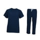 thumbnail image 3 of Elegante conjunto médico con top con bolsillos y pantalón deportivo para profesionales de la belleza. Azul oscuro S, 3 of 9