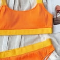 thumbnail image 5 of Sngxgn Ruffle Stripe Ruffle Swimsuit for Women V Neck Ruched Bathing Suits(Orange,S), 5 of 6