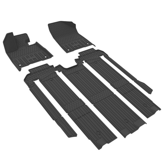 3W Floor Mats for Toyota Sienna 2021-2024 TPE All Weather Custom Fit Floor Liner for Toyota Sienna 1st, 2nd and 3rd Row 7 Seat Full Set Black