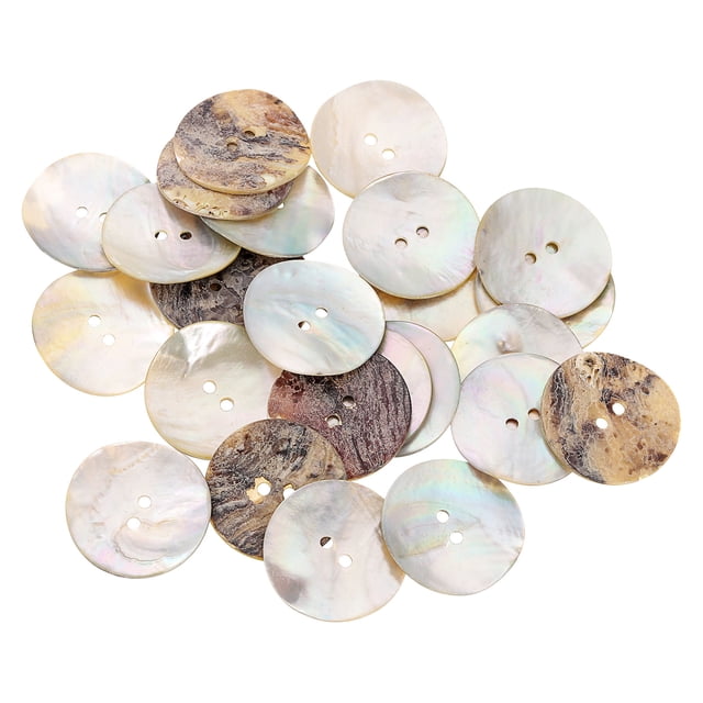 Uxcell 25Pcs Botones de Concha Natural, Botón de Madreperla de 30mm, Botones de Costura, Marrón