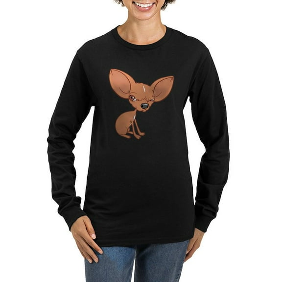 CafePress - Grumpy Chihuahua Long Sleeve T Shirt - Women's Long Sleeve Graphic Tee Casual Fit