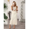 thumbnail image 3 of White Raw Hem Denim Maxi Skirt High Waist Straight Cut Casual, 3 of 21