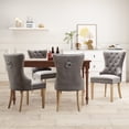 thumbnail image 3 of Vanity Art Button Tufted Velvet Upholstered Dining Chair with Wooden Legs | Contemporary Accent Chairs for Dining Room Living Room Comfortable Armless Leisure Padded Chairs, Set of 2, UC-10LG, 3 of 11