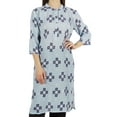thumbnail image 2 of Moomaya Printed Womens Kurti 3/4 Sleeve Mandarin Collar Straight Kurta Soft Summer Tunic, 2 of 7
