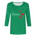 thumbnail image 4 of XUNKUSGA Tops for Women Cute Love Heart 3/4 Sleeve Womens T Shirts Lightweight Breathable Crewneck Valentine's Shirts for Women Soft Skin-Friendly Blouses for Women S-5XL Green, 4 of 4