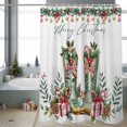 thumbnail image 2 of Merry Christmas Bathroom Shower Curtain Western Green Boots Pine Leaf Candy Canes Waterproof Washable Shower Curtains for Bathtub Bath Decor with Grommets and Hook 72 X 72 Inch, 2 of 8