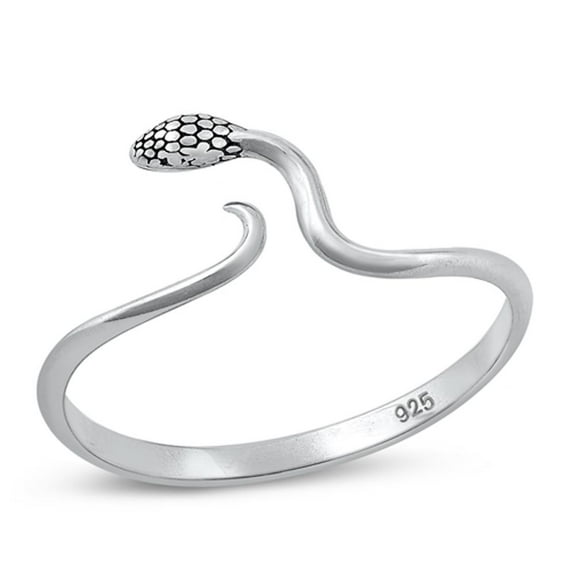 Unique Adjustable Snake Ring .925 Sterling Silver Band Jewelry Female Male Unisex Size 4