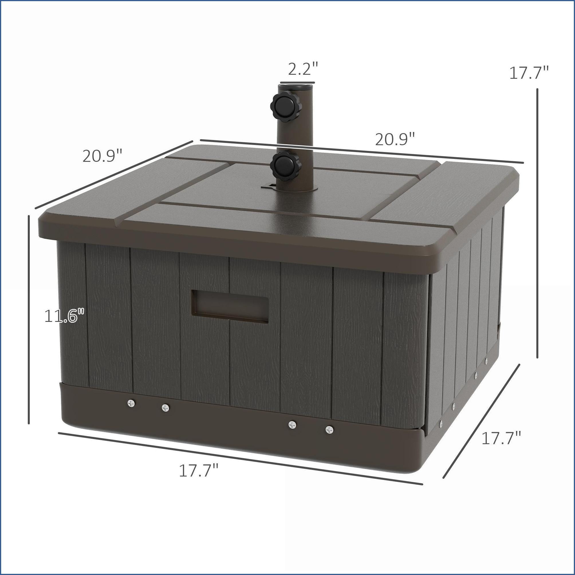 Patio Umbrella Bases | 3-in-1 Fillable Rolling Stand for Outdoor Patio, Walnut Brown | Square | POLYETHYLENE