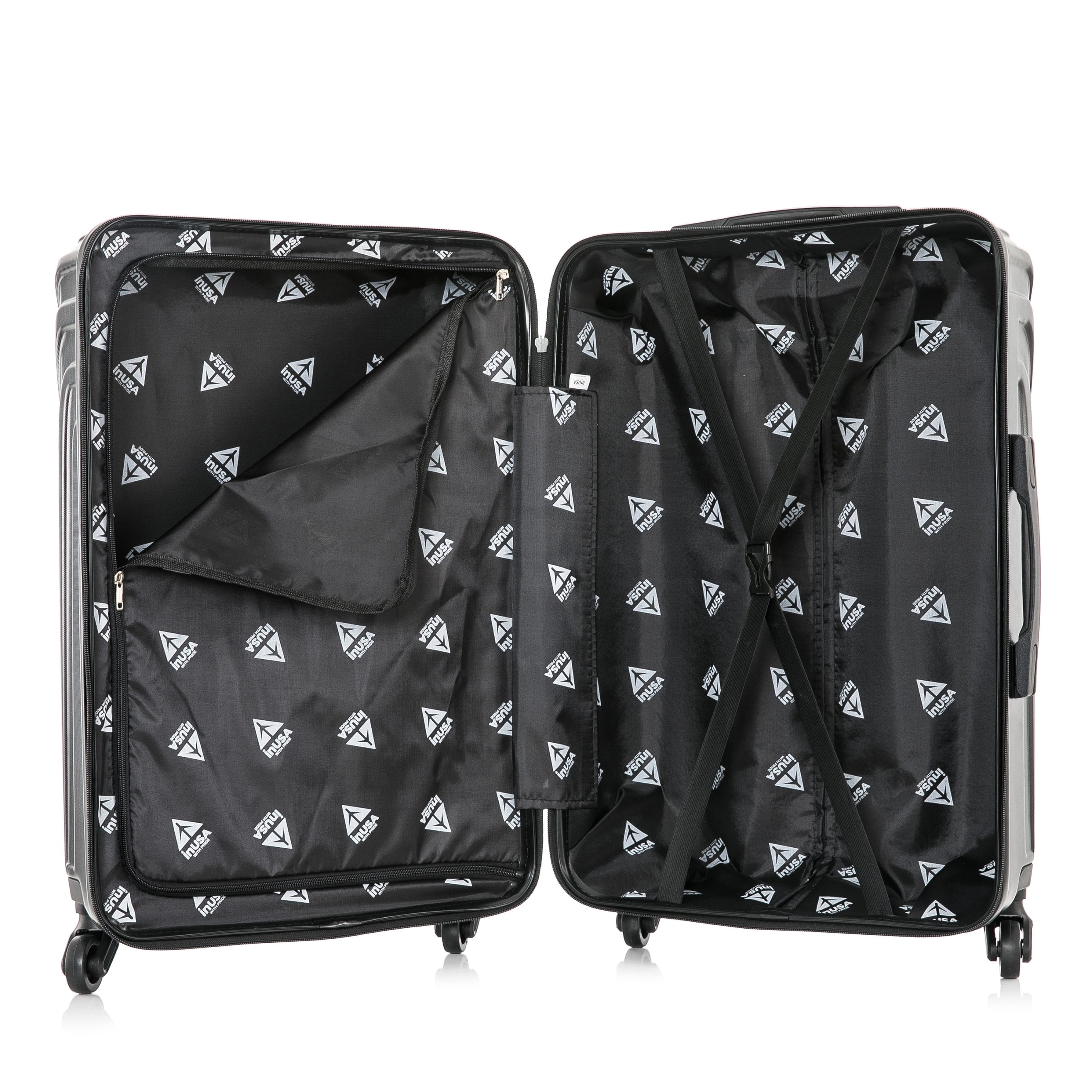 InUSA Vasty 24" Hardside Lightweight Luggage with Spinner Wheels, Handle, and Trolley, Black
