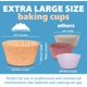 thumbnail image 2 of Muffin Liners for Baking - 50pcs Brown Thick Jumbo Cupcake Liners Baking Supplies, Extra Large Size Unbleached Parchment Paper Sheets Cute Cups, Greaseproof Pan Liner Wrappers Kitchen Accessories, 2 of 5