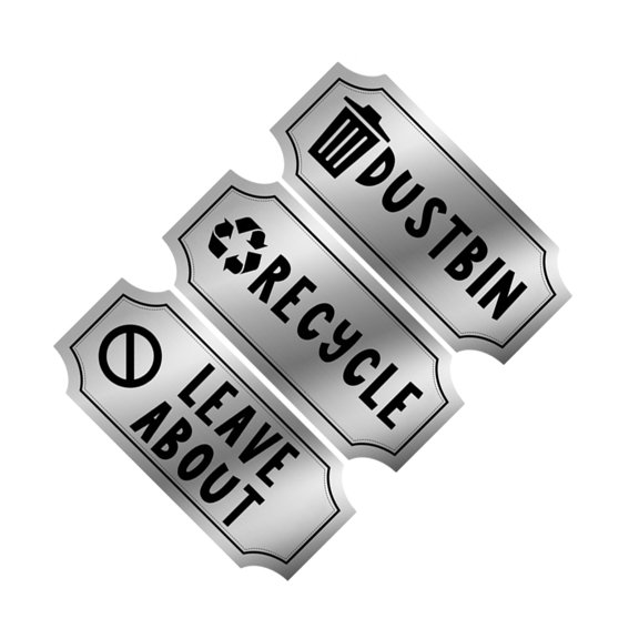 Toystoory Calcomanía laminada para paredes de 3 piezas con logotipos de basura Logotipos de reciclaje y basura de amplia aplicación Decoración del hogar