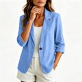 thumbnail image 6 of WULMLEO Cotton Linen Blazer for Women 3/4 Sleeve Casual Business Jackets Blue L, 6 of 8