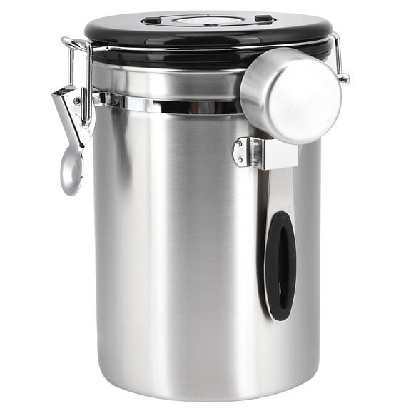 NFTIGB 1.8L Stainless Steel Coffee Bean Airtight Canister with Spoon, 60.8 oz Food Storage Container for Tea, Grains, and Dried Fruits, Silver Kitchen Organizer