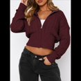 thumbnail image 4 of Sudaderas con Cremallera para Mujer, Conjuntos Casuales, Cárdigan, Ropa de Abrigo, Chaquetas de Invierno de Moda, Abrigos. Vino Tinto S, 4 of 7