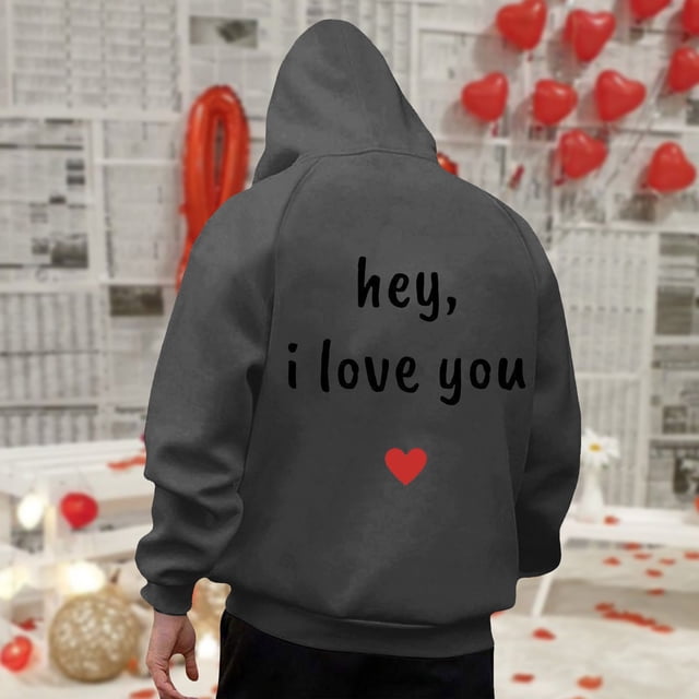 WILLBEST Sudaderas De Hombre Valentine'S Day Couple Printed Hoodie Unisex Hoodie Couple Hoodie Grande