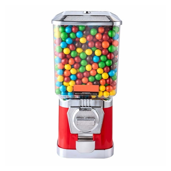 Gumball Machine 17" Vending Dispenser - Coin Operated Candy Machine, PC Red - Bouncy Ball, Capsule Toy, Gum Dispenser for Arcades, Parties, Home