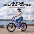 thumbnail image 5 of Qlife Cityone 2.0 EBikes for Adults,26" Electric Mountain Bike with 48V 10.4Ah Battery 500W,Max 28MPH Electric Bicycle,7-Speed（Purple）, 5 of 6