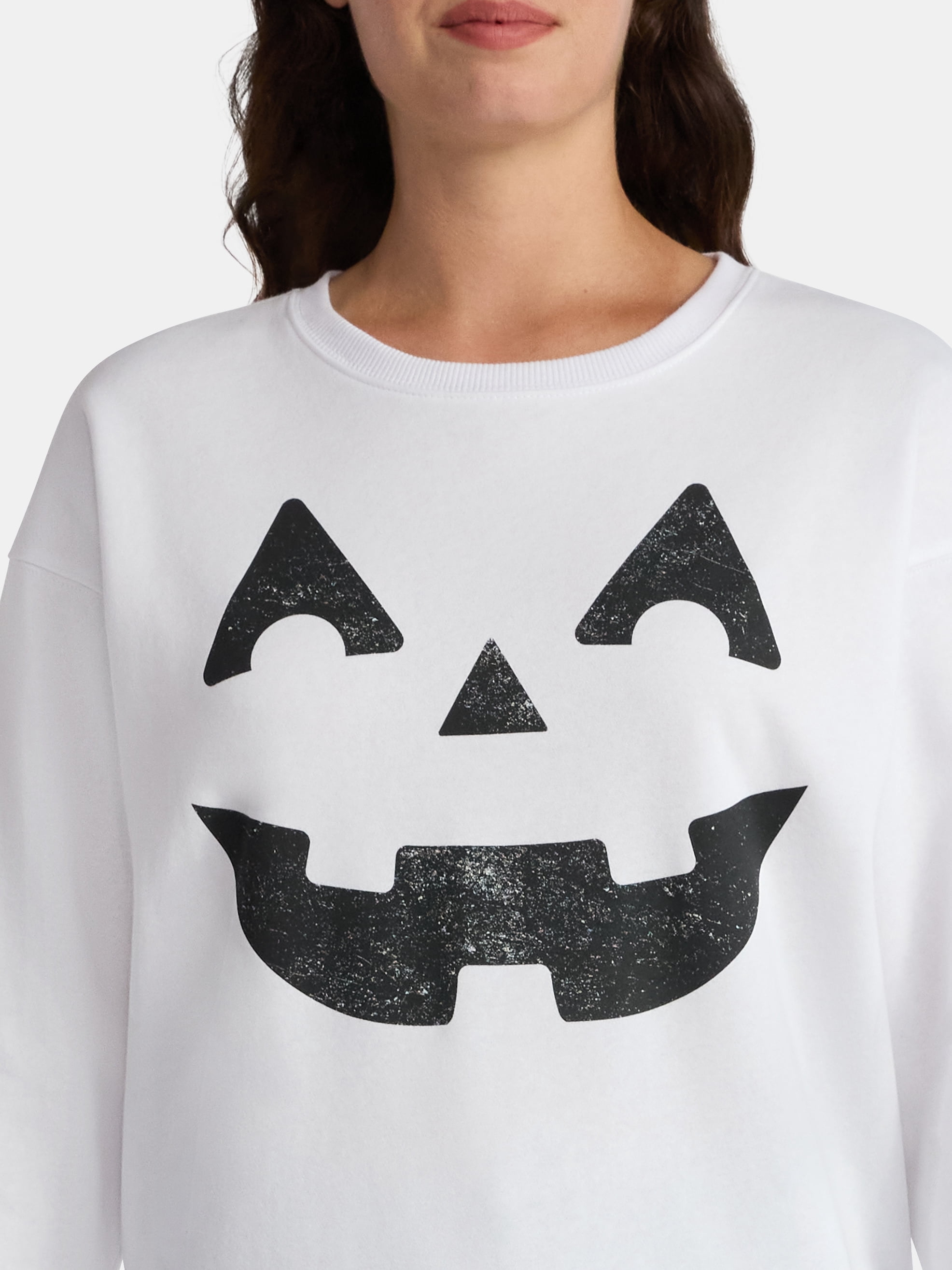 Women's Halloween Good Face Graphic Fleece Sweatshirt from Way to Celebrate, Sizes S-3XL